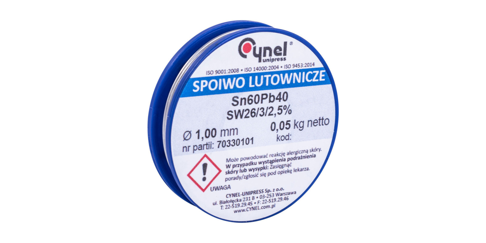 Дрітовий припій Sn-60% Pb-40% 1,00мм 0,05кг (WG-01X-01-1-100-7701/LC60-1.00/0.05)