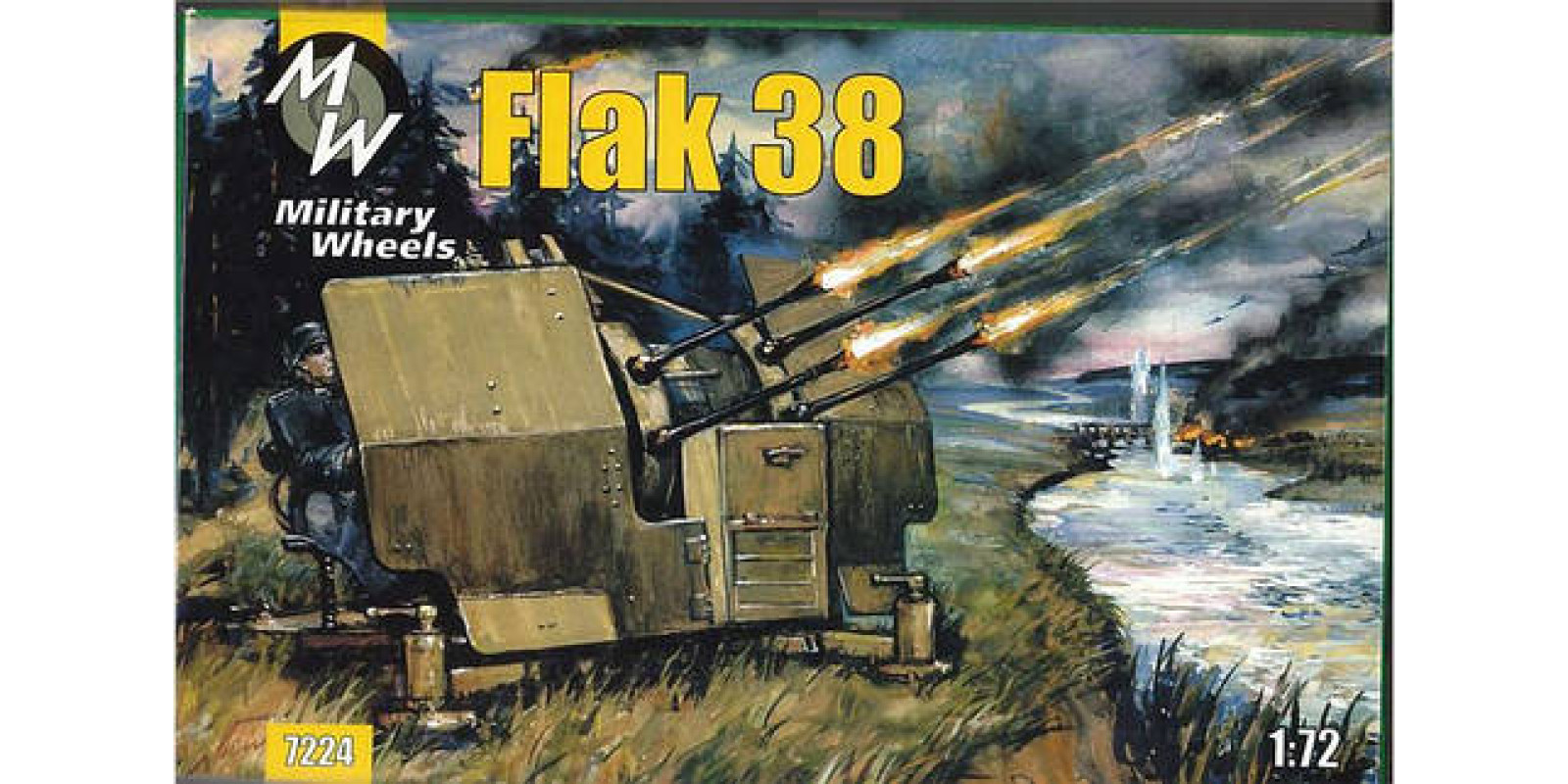 Сборная модель немецкой зенитной пушки FLAK-38 в масштабе 1/72. MILITARY WHEELS 7224