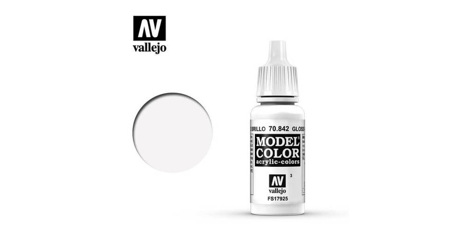 Біла глянсова фарба для збірних моделей 17 мл. VALLEJO MODEL COLOR 70842