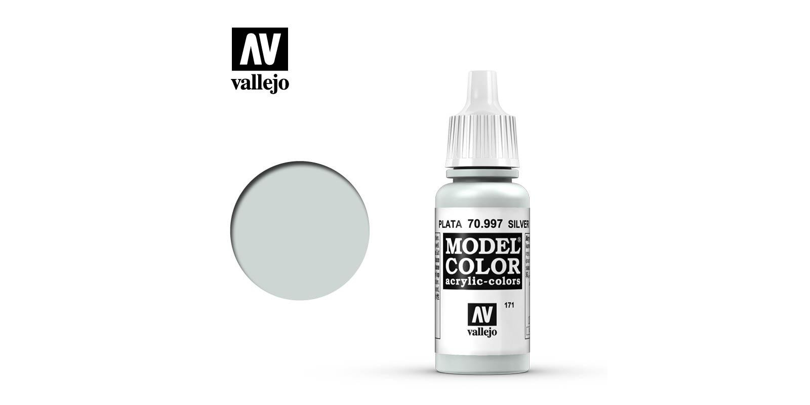 Серебро. Краска водорастворимая 17 мл. VALLEJO MODEL COLOR 70997 Серебро. Краска водорастворимая 17 мл. VALLEJO MODEL COLOR 70997