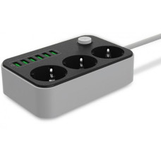 Мережевий фільтр ColorWay 1.8 м 3 розетки + 6 USB (CW-CHE36B) Black