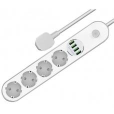 Мережевий фільтр ColorWay 2 м 4 розетки + 4 USB (CW-CHE44W) White