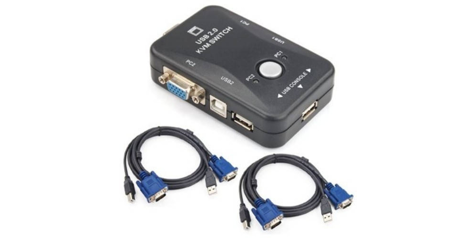 2-портовый KVM свич, переключатель USB + 2 кабеля