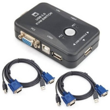 2-портовый KVM свич, переключатель USB + 2 кабеля 2-портовый KVM свич, переключатель USB + 2 кабеля
