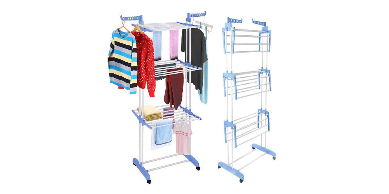 Складна сушарка для білизни до 50 кг Garment Rack With Wheels / Багатоярусна стійка для одягу