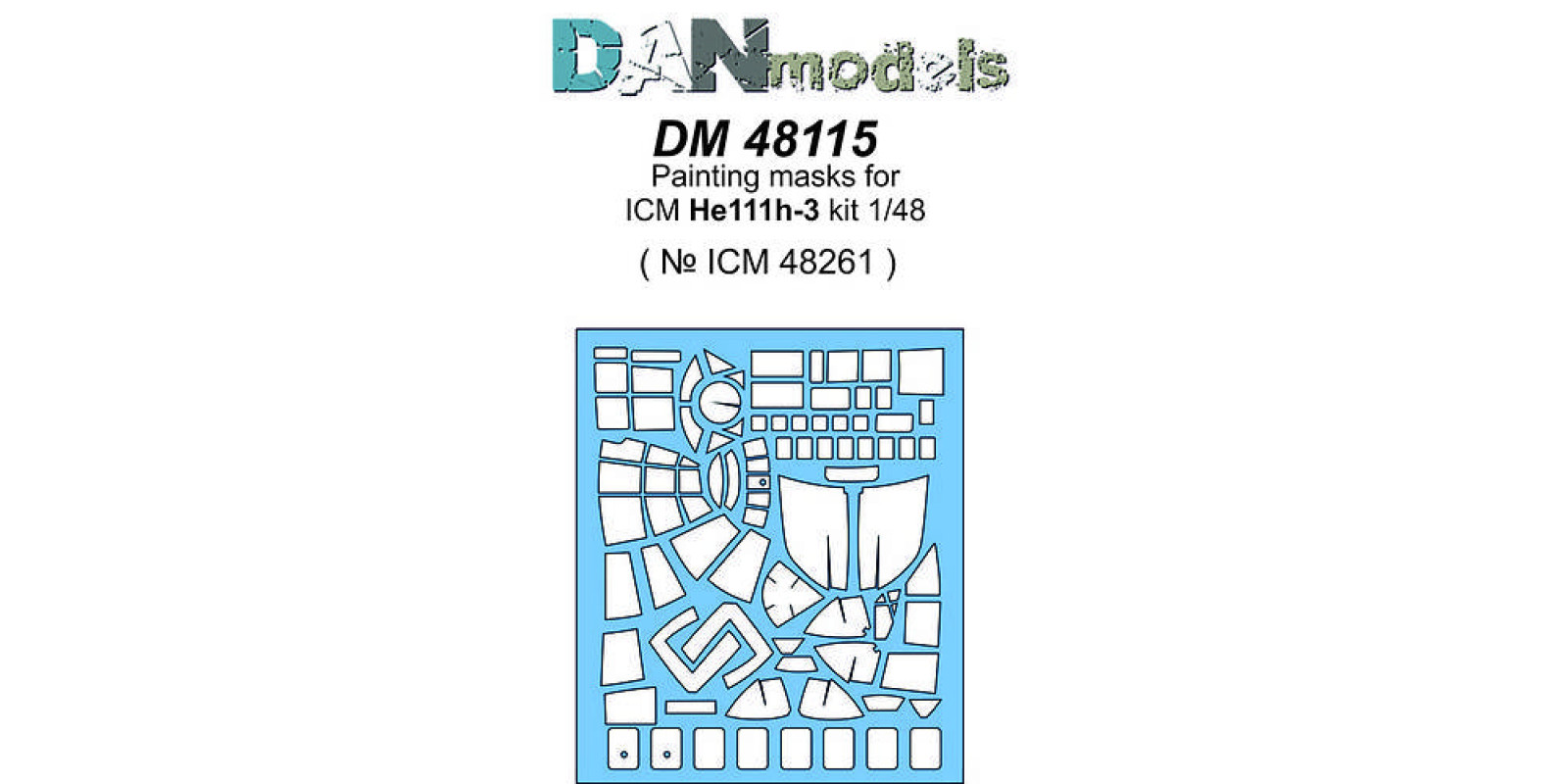 Маска для модели He-111H-3 (ICM 48261). 1/48 DANMODELS DM48115 Маска для модели He-111H-3 (ICM 48261). 1/48 DANMODELS DM48115
