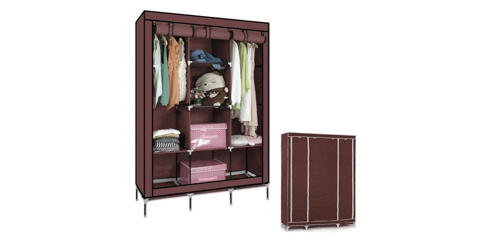 Тканевый шкаф для хранения вещей 175х130х45 см Storage Wardrobe 88130