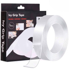 Прозрачная многоразовая крепежная лента на любые поверхности Ivy Grip Tape 5 м / Клейкая лента