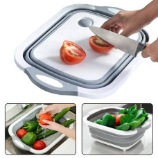 Дошка обробна складана Chopping Board 2 в 1 / Дошка миска кухонна Біло-сіра