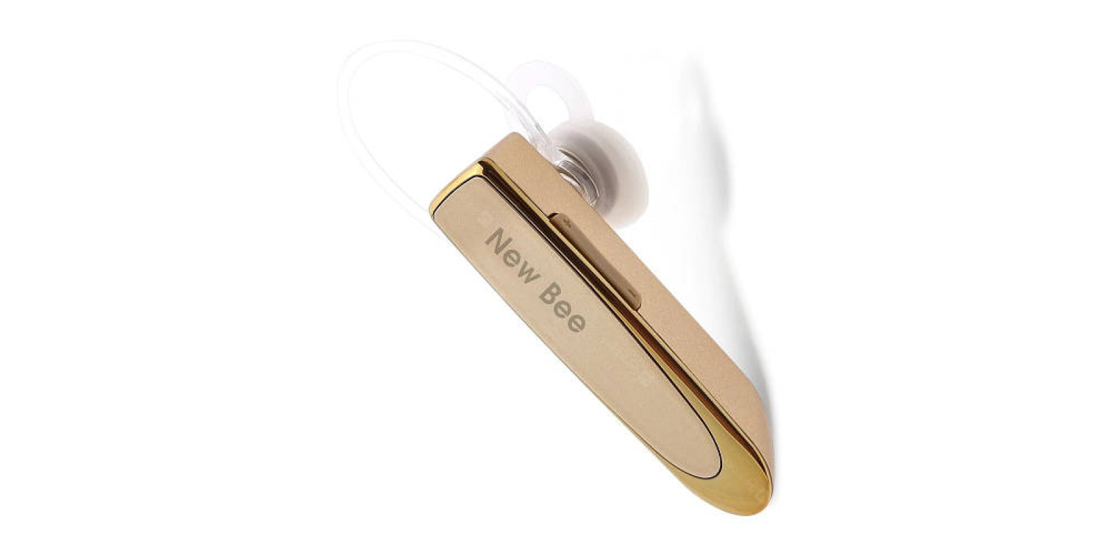 Бездротова bluetooth гарнітура New Bee 20 годин музики РУС ЯЗ золотиста