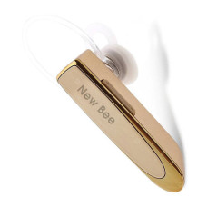 Беспроводная bluetooth гарнитура New Bee 20 часов музыки РУС ЯЗ золотистая