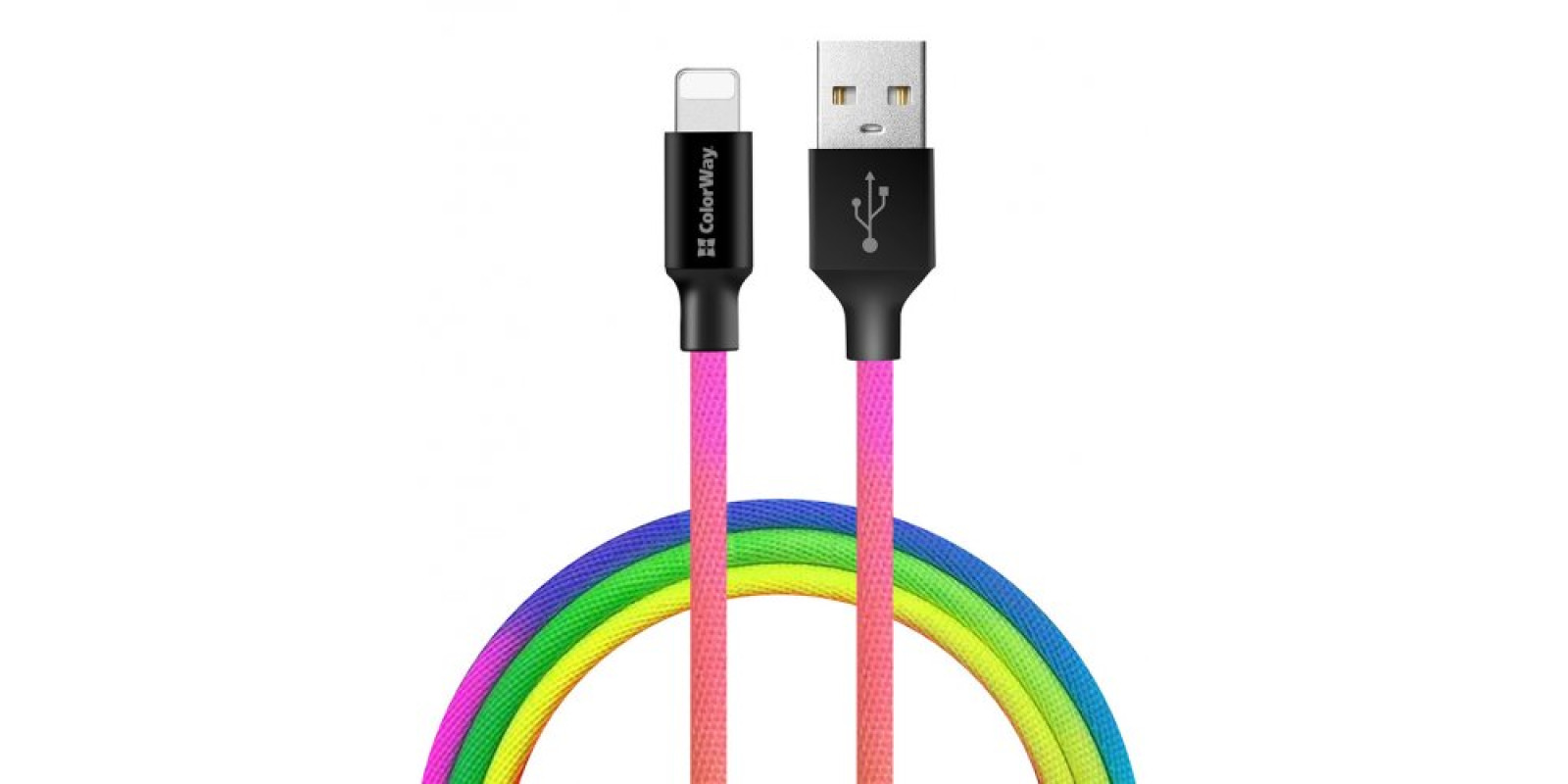 Кабель ColorWay USB to Lightning 2.4A 1m (CW-CBUL016-MC) Multicolor