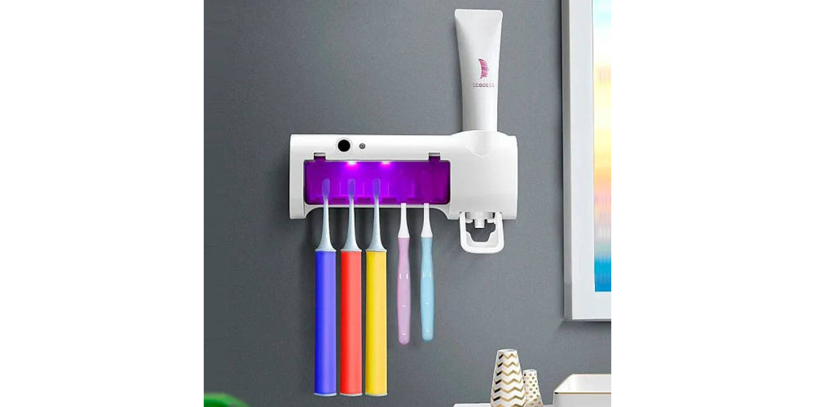 Диспенсер для зубної пасти з тримачем щіток BRUSH STERILIZER - УФ стерилізатор