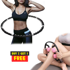 Масажний обруч хула-хуп Massaging Hoop Exerciser + Подарунок Антицелюлітний роликовий масажер