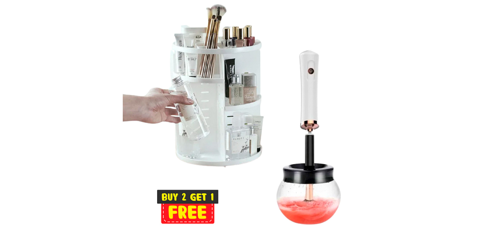 Органайзер для косметики Rotation Cosmetic Box 360 + Подарок Электрический очиститель косметических кисточек