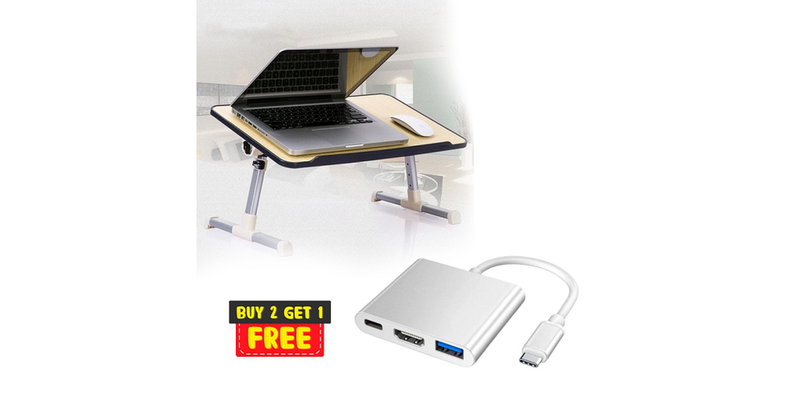 Столик для ноутбука ELaptop Desk A8 с вентилятором (777) + Подарок Адаптер-переходник 3 в 1 multiport HDMI