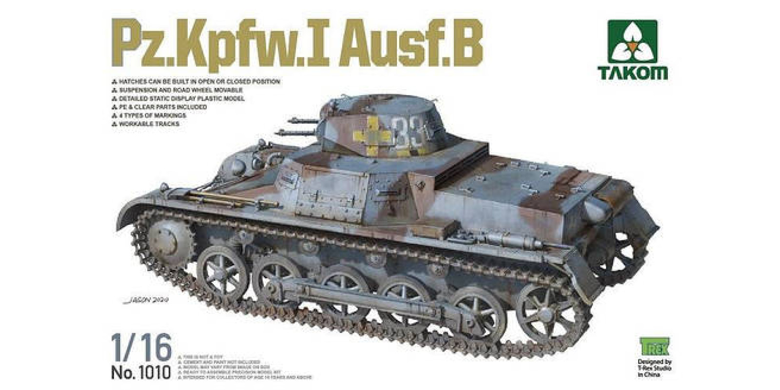 Pz.Kpfw.I Ausf.B. Сборная модель немецкого танка в масштабе 1/16. TAKOM 1010