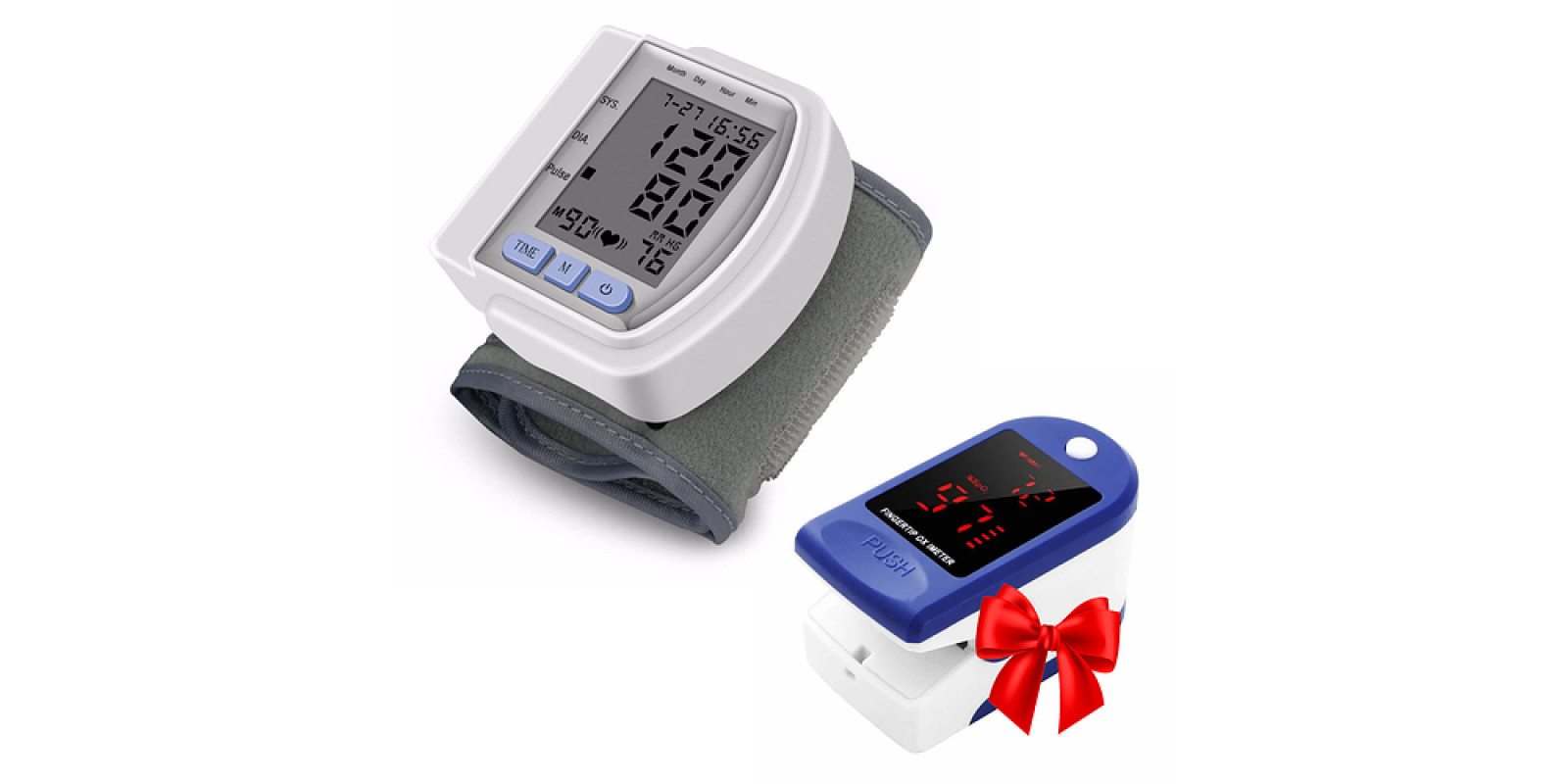 Автоматический тонометр на запястье Automatic Blood Pressure (777) CK-102S + Подарок Пульсоксиметр на палец