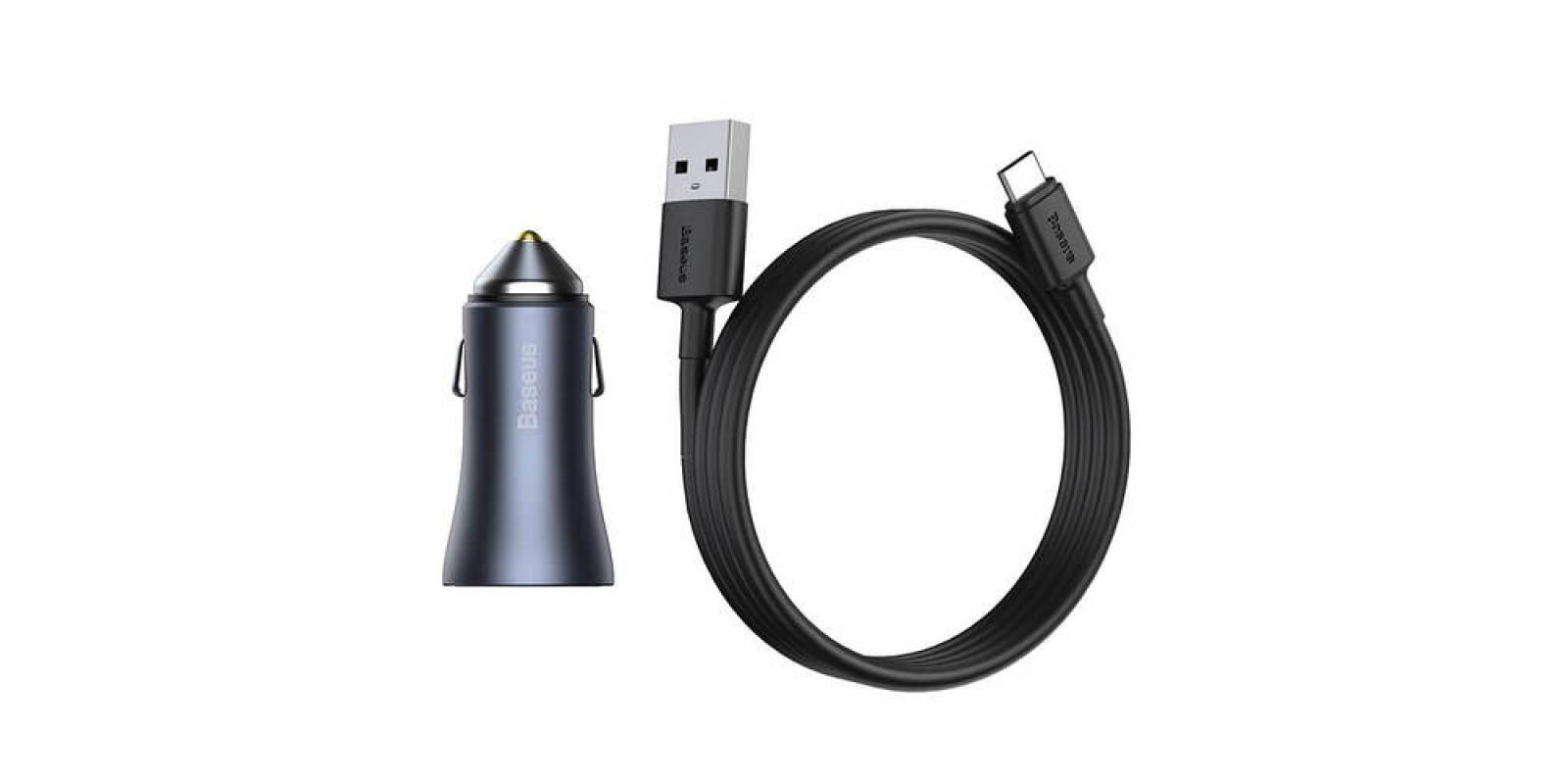 Автомобильное зарядное устройство BASEUS Type-C cable Golden Contactor Pro Dual Quick Charger Car Charger Автомобильное зарядное устройство BASEUS Type-C cable Golden Contactor Pro Dual Quick Charger Car Charger