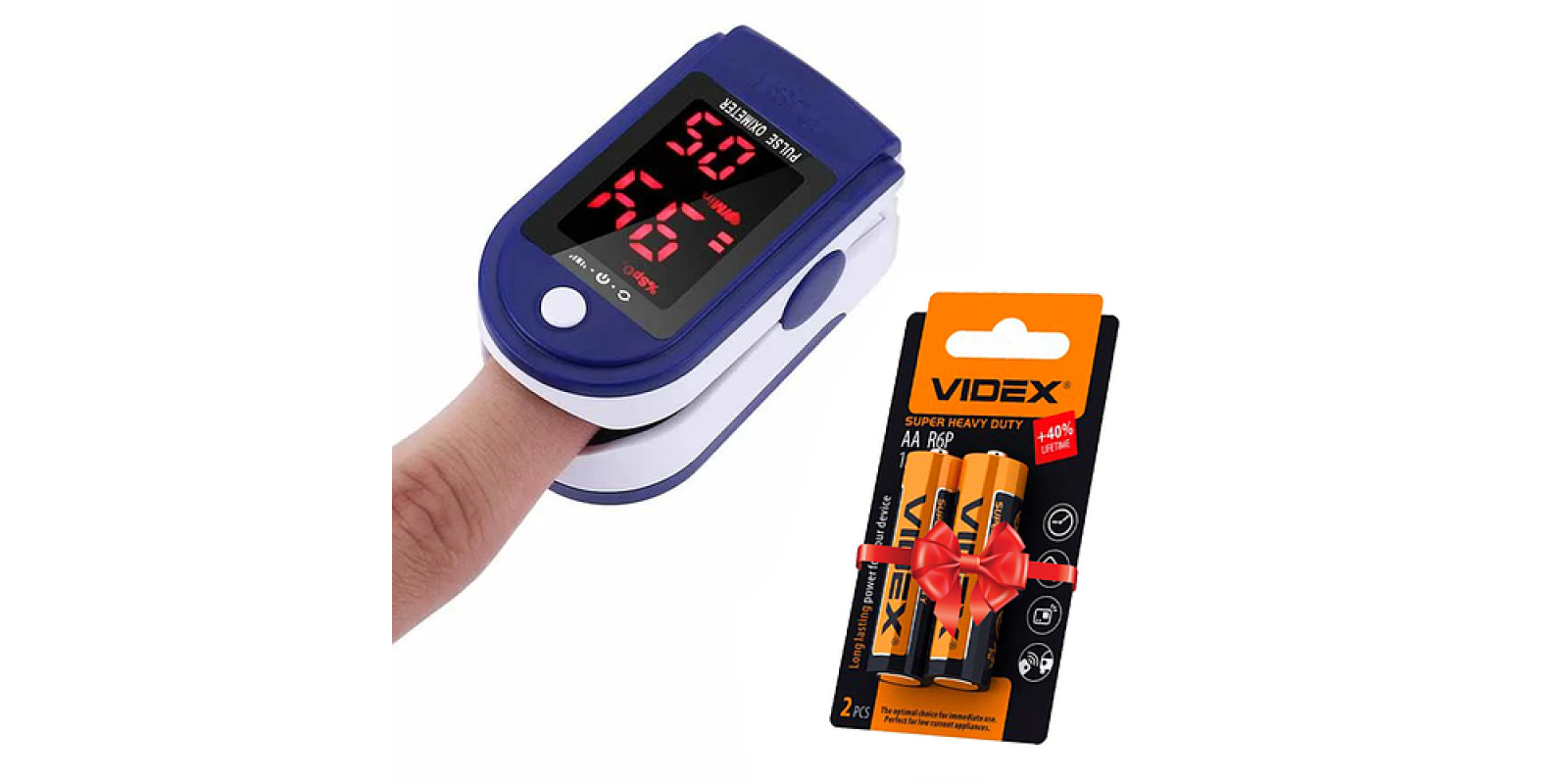 Електронний пульсоксиметр Pulse Oximeter LK87 + Подарунок Батарейка для пульсометра VIDEX 2 шт