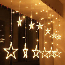 ГИРЛЯНДА СВЕТОДИОДНАЯ ШТОРА ЗВЕЗДОПАД 2.5МЕТРА 138LED 12 ЗВЕЗД 220В WARM WHITE гирлянда светодиодная штора звездопад 2.5метра 138led 12 звезд 220в warm white дача, сад, огород 50158 1