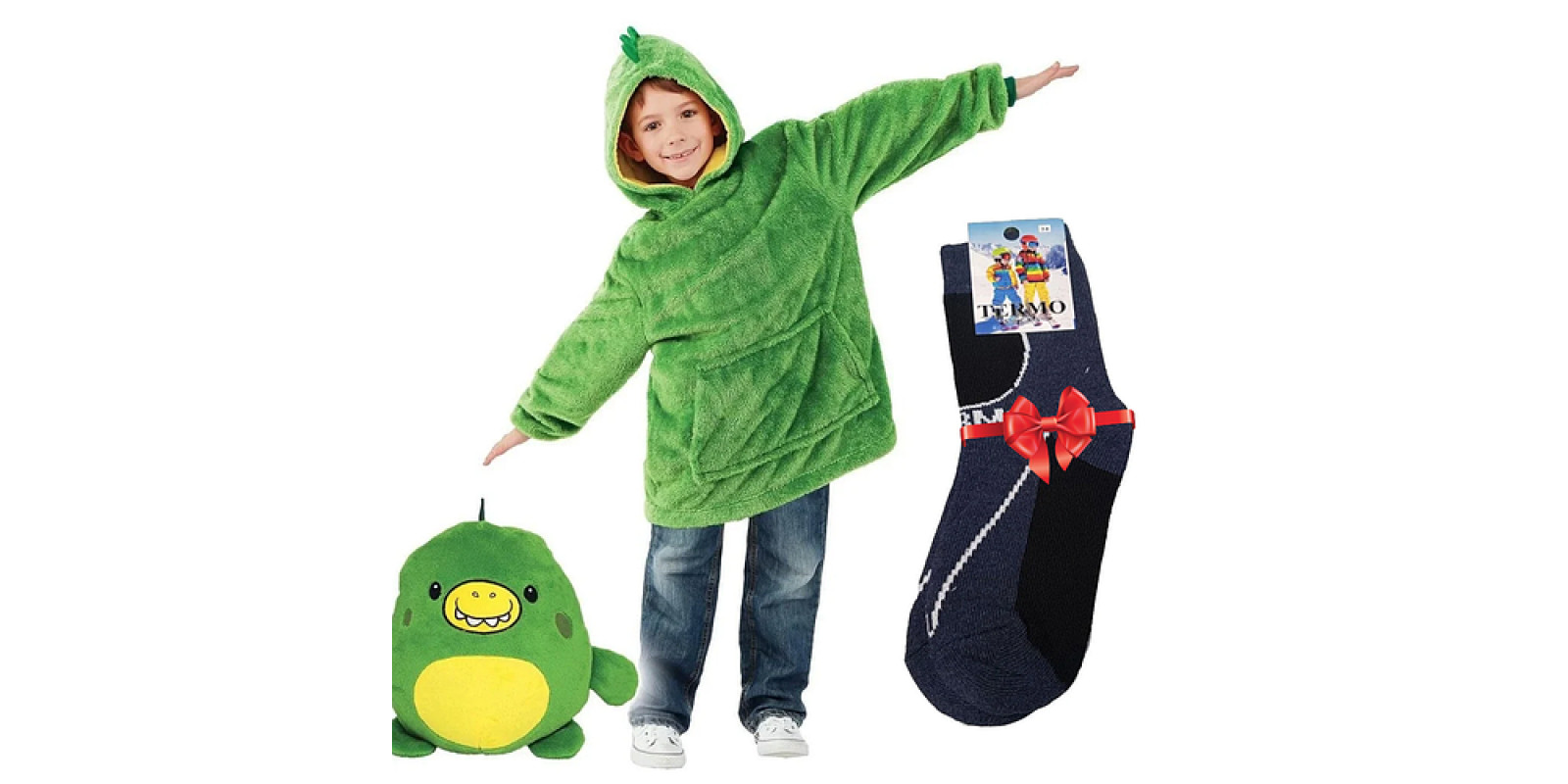 Дитяча толстовка з балахоном Huggle Hoodie + Дитячі теплі термошкарпетки Termo Socks (7-9 р.) / Худі іграшка