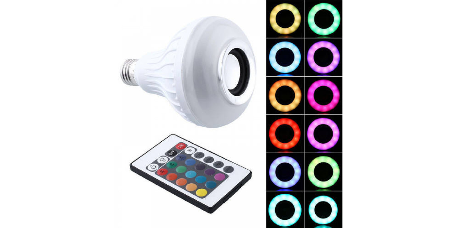 LED лампа мультиколор с Bluetooth колонкой и пультом LED Music Bulb Light Белый (KG-4046)