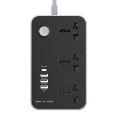 Мережевий фільтр ColorWay 2 м 3 розетки + 1 USB Type-C PD + 3 USB QC3.0 (CW-CHU34PDB) Black
