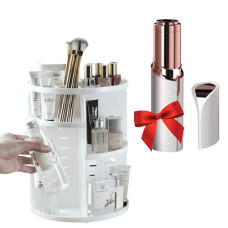 Органайзер поворотный для косметики Rotation Cosmetic Box 360 + Подарок Женский эпилятор для лица Flawless