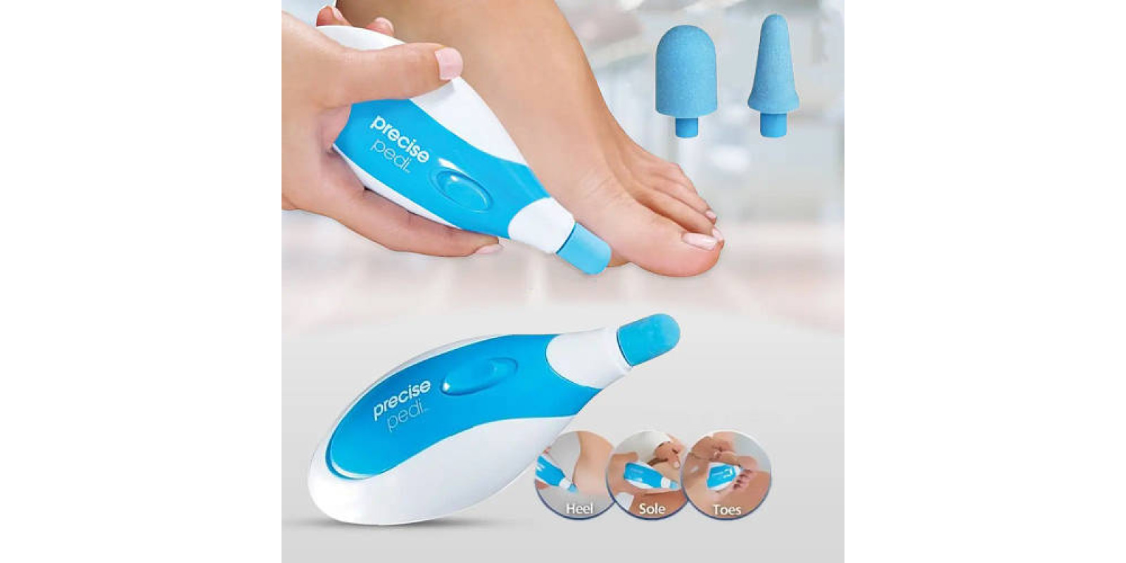Отшелушиватель для пяток Precise Pedi / Пилка для стоп / Электрическая роликовая пилка для ног