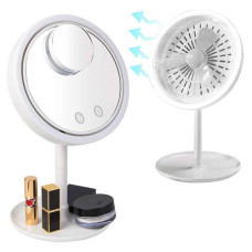 Зеркало с подсветкой и вентилятором Beauty Breeze Mirror / Косметическое настольное круглое зеркало