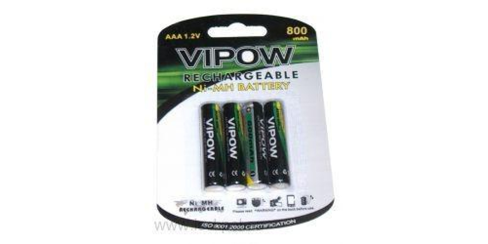 Акумуляторна батарея VIPOW Ni-Mh AAA 800mAh 4шт/блістер