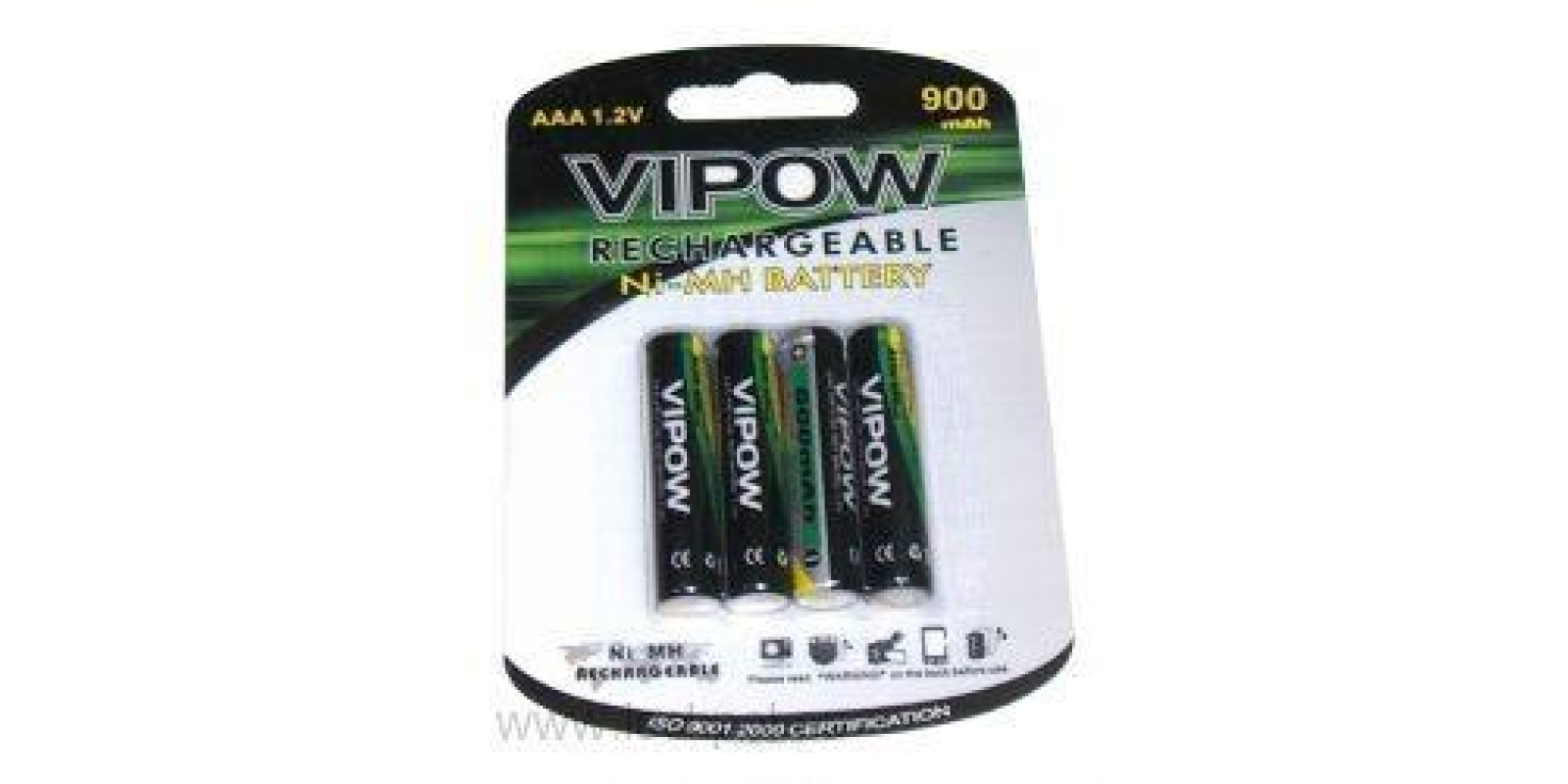 Акумуляторна батарея VIPOW Ni-Mh AAA 900mAh 4шт/блістер