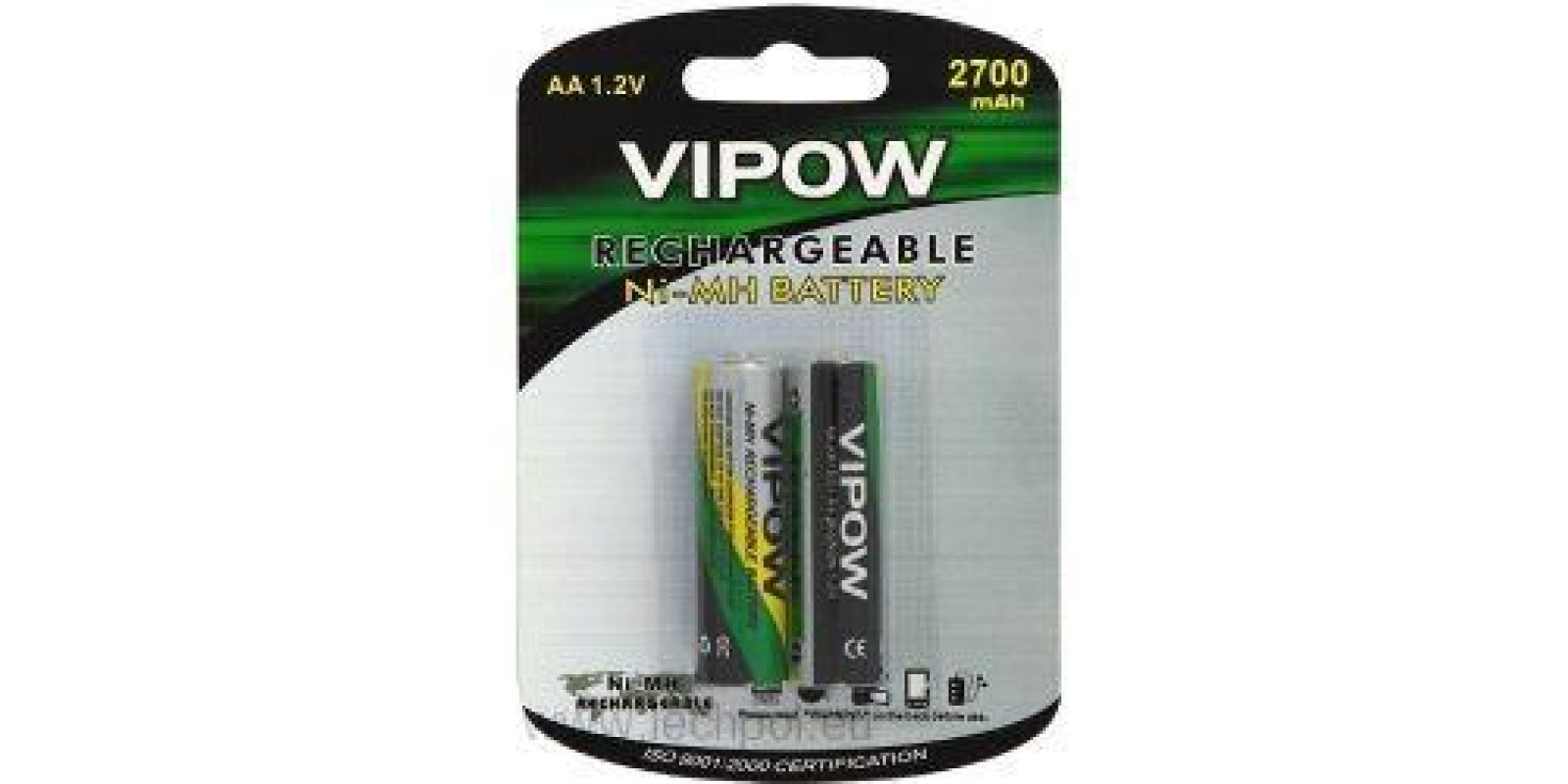 Акумуляторна батарея VIPOW Ni-Mh AA 2700mAh 2шт/блістер Акумуляторна батарея VIPOW Ni-Mh AA 2700mAh 2шт/блістер