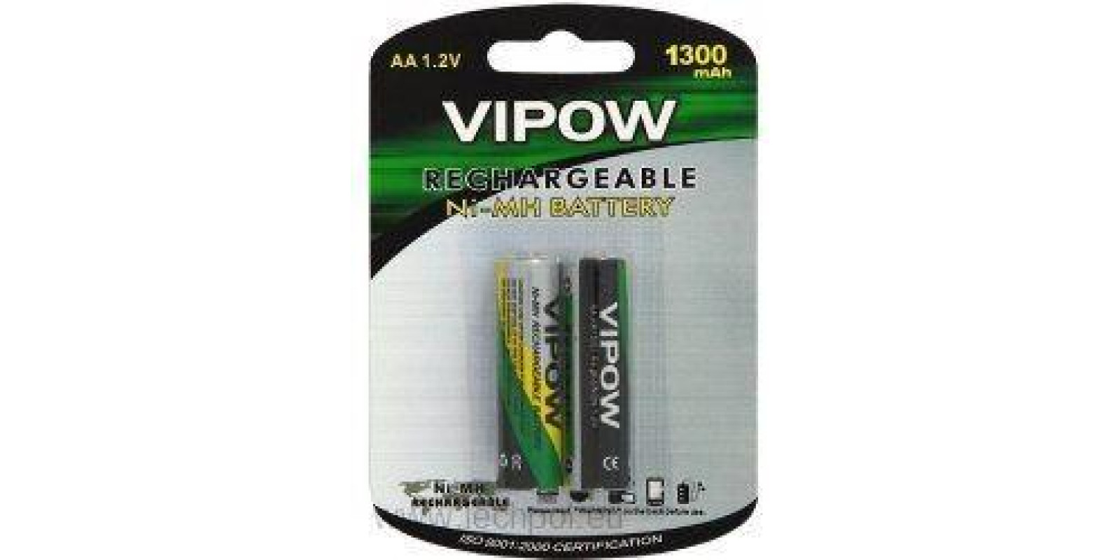 Акумуляторна батарея VIPOW Ni-Mh AA 1300mAh 2шт/блістер