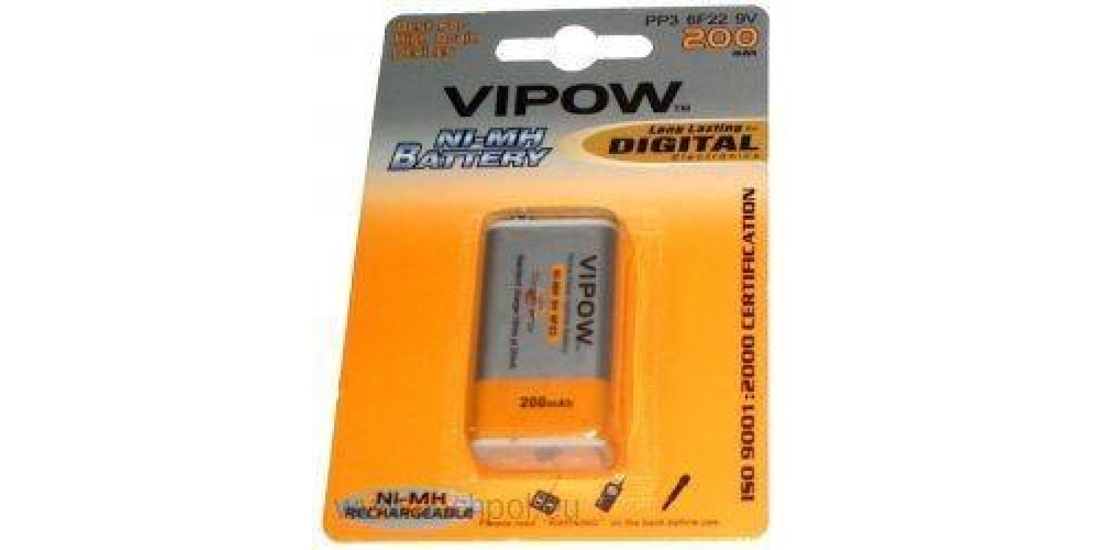 Акумуляторна батарея VIPOW Ni-Mh 9V 200mAh Акумуляторна батарея VIPOW Ni-Mh 9V 200mAh