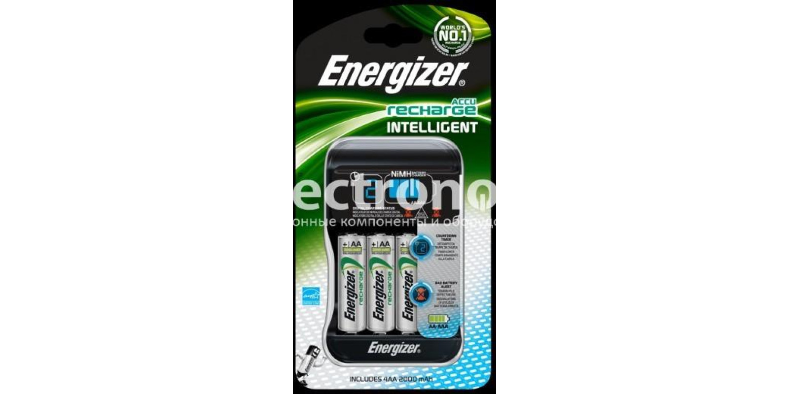 Зарядний пристрій Energizer Intelligent Charger (+ 4 акумулятори типу АА на 2000 мАч у комплекті)