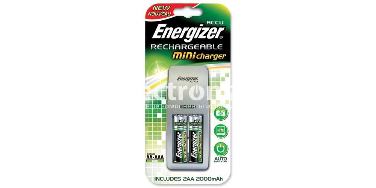 Зарядное устройство Energizer Mini Charger ( + 2 аккумулятора типа АА в комплекте)