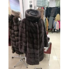 Шубы норковые с капюшоном - капучино