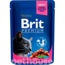 Brit Premium Шматочки з куркою та індичкою для котів