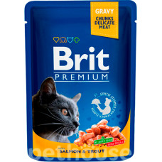 Brit Premium Шматочки з лососем і фореллю для котів