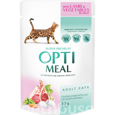 Optimeal Шматочки з ягням і овочами в желе для котів Optimeal Шматочки з ягням і овочами в желе для котів