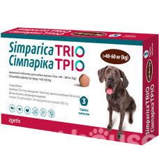 Simparica TRIO Таблетки від глистів, бліх та кліщів для собак вагою від 40 до 60 кг Simparica TRIO Таблетки від глистів, бліх та кліщів для собак вагою від 40 до 60 кг