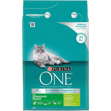 Сухой корм Purina ONE для взрослых домашних кошек, с индейкой и цельными злаками, 3 кг