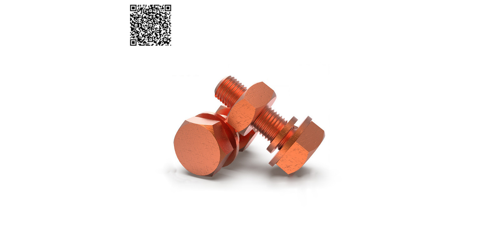 Медный болт с гайкой и гровером M6*8 