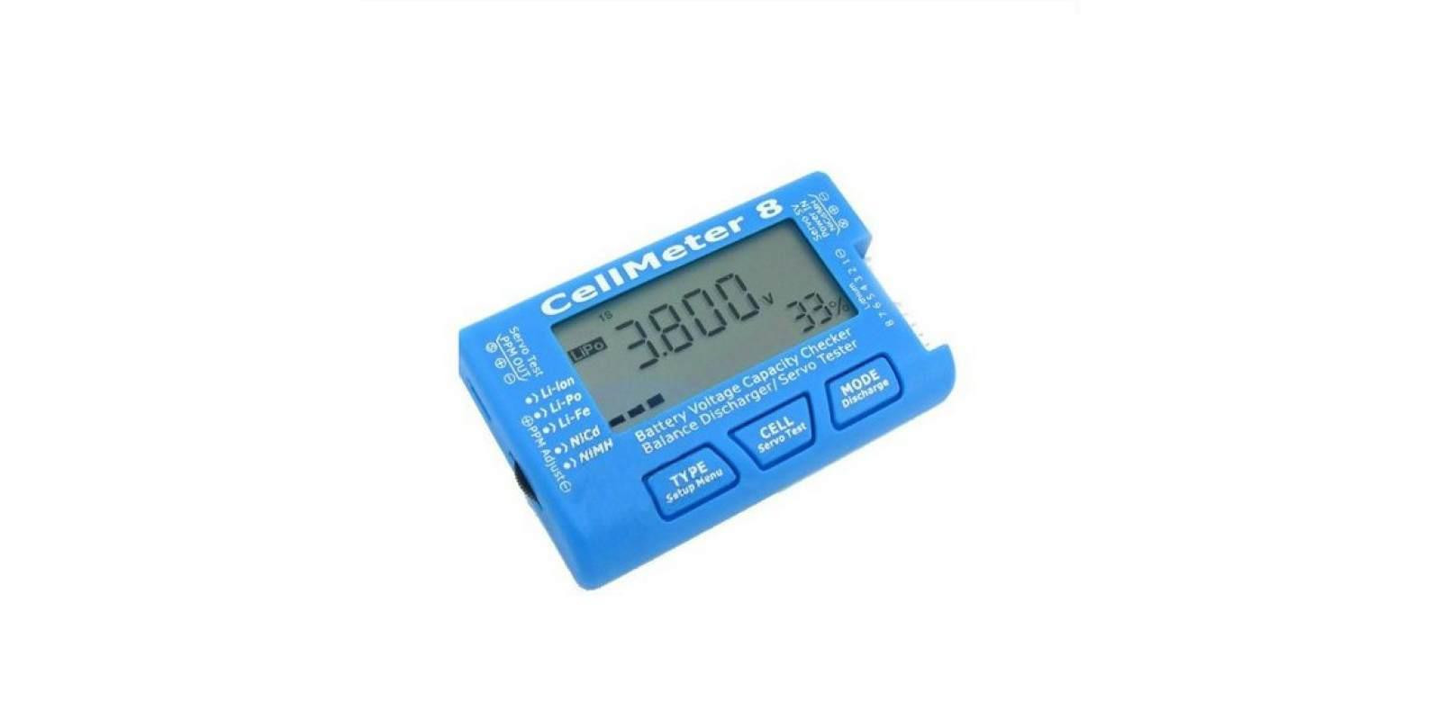 CellMeter 8 универсальный контроллер емкости, уровня заряда LiPo, LiFe, Li-ion, NiMH, Nicd CellMeter 8 универсальный контроллер емкости, уровня заряда LiPo, LiFe, Li-ion, NiMH, Nicd