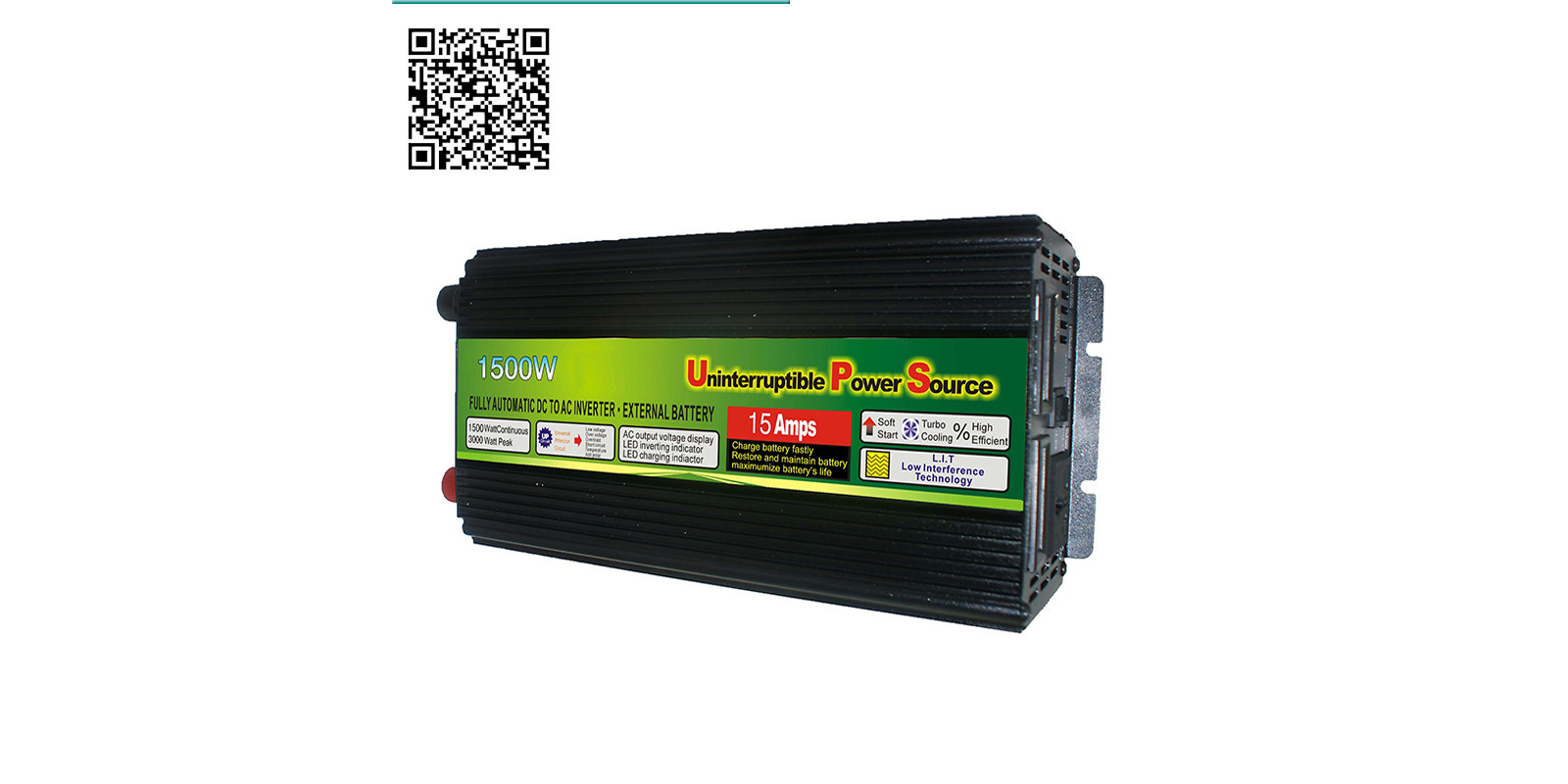 Інвертор 1500W-12V UPS із зарядним пристроєм для акумулятора 15 А Інвертор 1500W-12V UPS із зарядним пристроєм для акумулятора 15 А