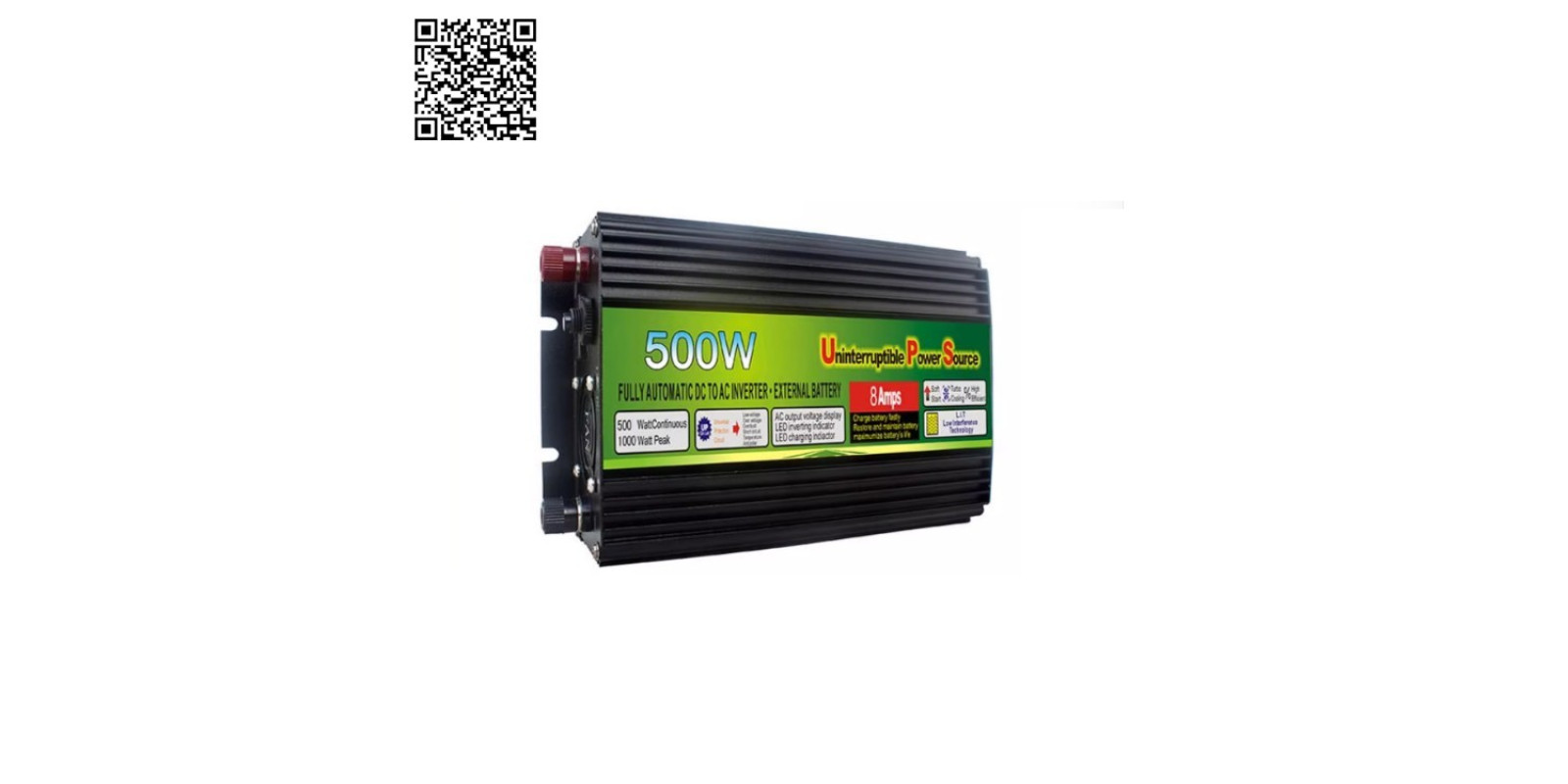 Преобразователь 500W-12V UPS с зарядным устройством для аккумулятора 8 А