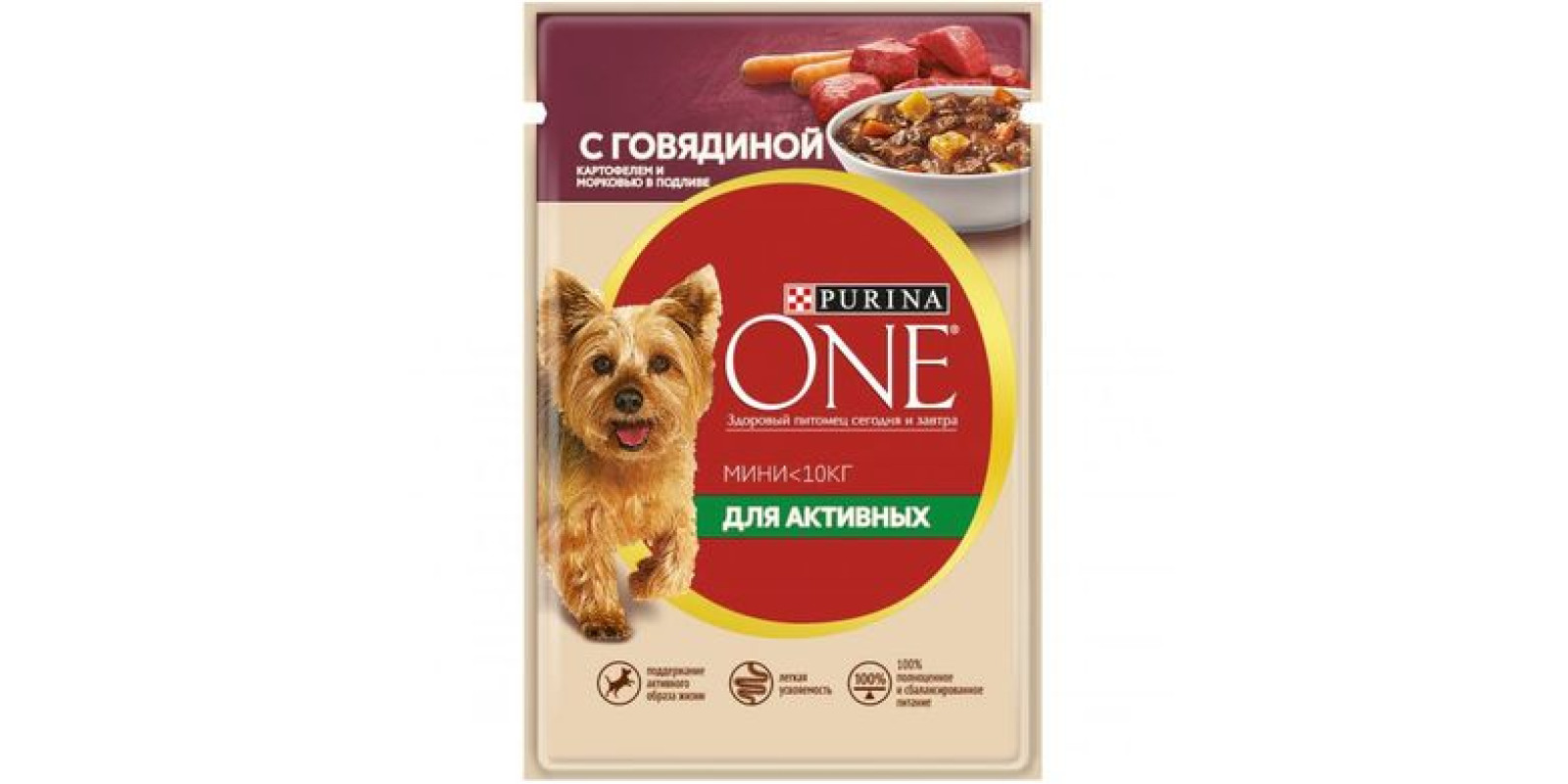 Вологий корм для активних собак малих пород Purina One Mini Active pouch 100 г (говядина) Вологий корм для активних собак малих пород Purina One Mini Active pouch 100 г (говядина)