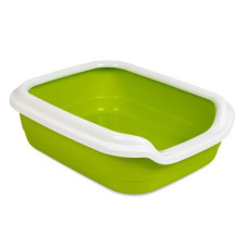 Туалет для котів Природа з бортиком Comfort 39 x 49 x 15 см (пластик, колір: зелений)